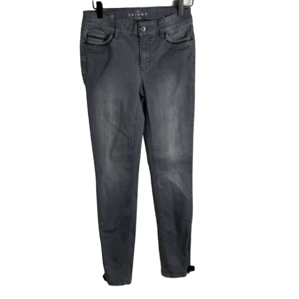 White House Black Market The Skinny Ankle Gray Zip Buckle Ankle Stretch Jeans 0